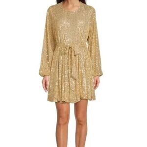 Gibson Latimet Gold Sequin Dress NEW